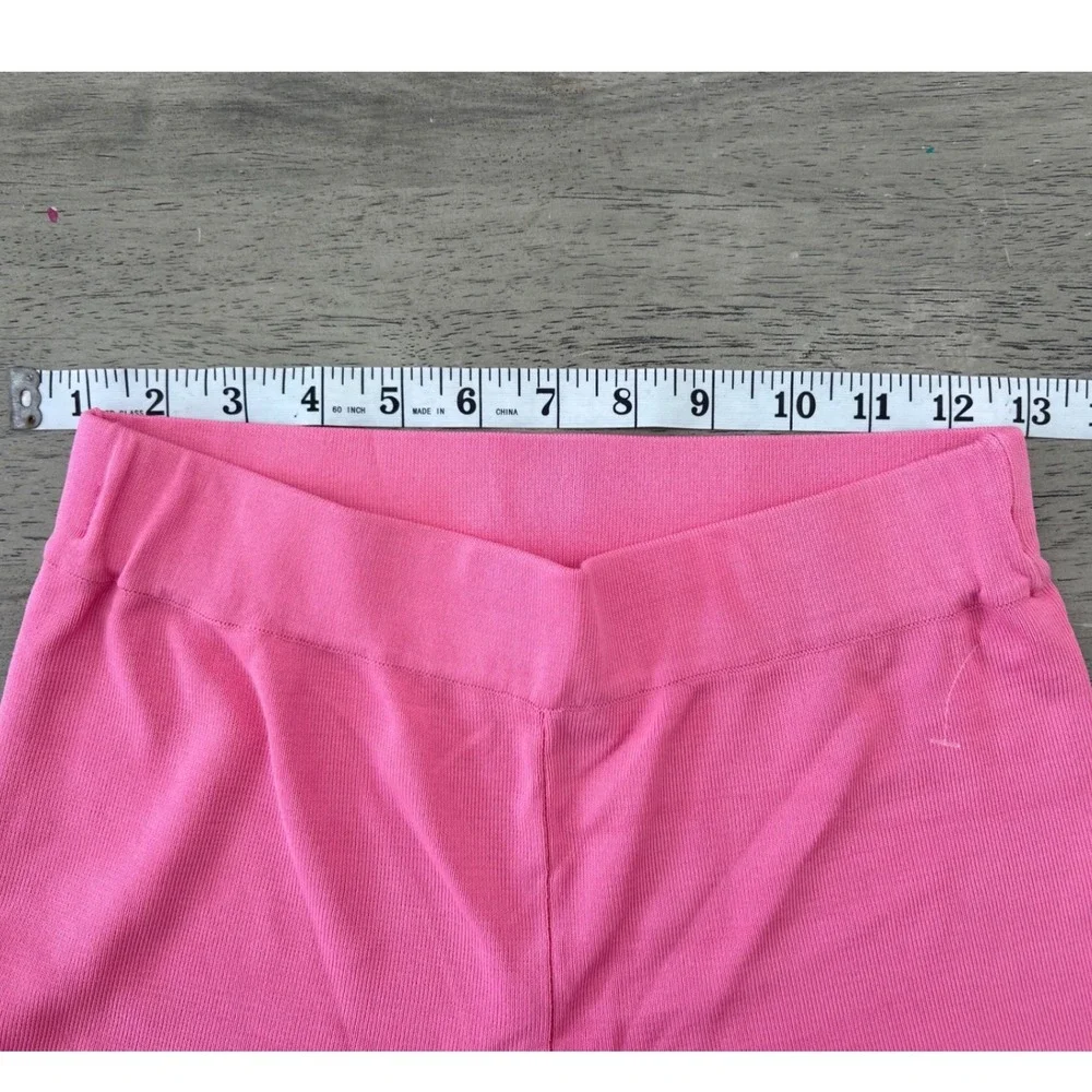 Zara Girls Pink Knit Wide Leg Pants Elastic Waist Side Slit Size S